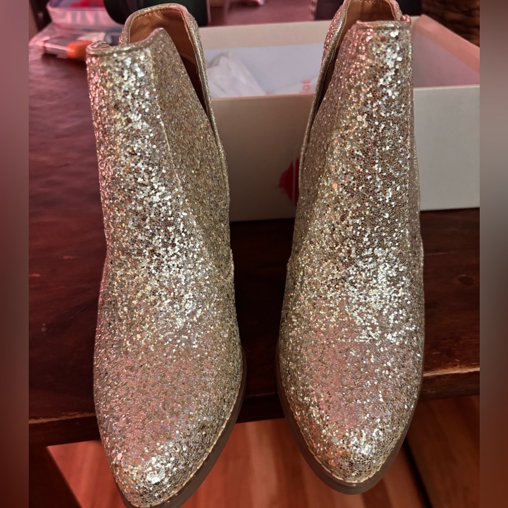 Gold Glitter Ankle Boots